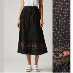 Vintage Original Alpen Trachten Pleated Black Skirt full A-Line Size large 44